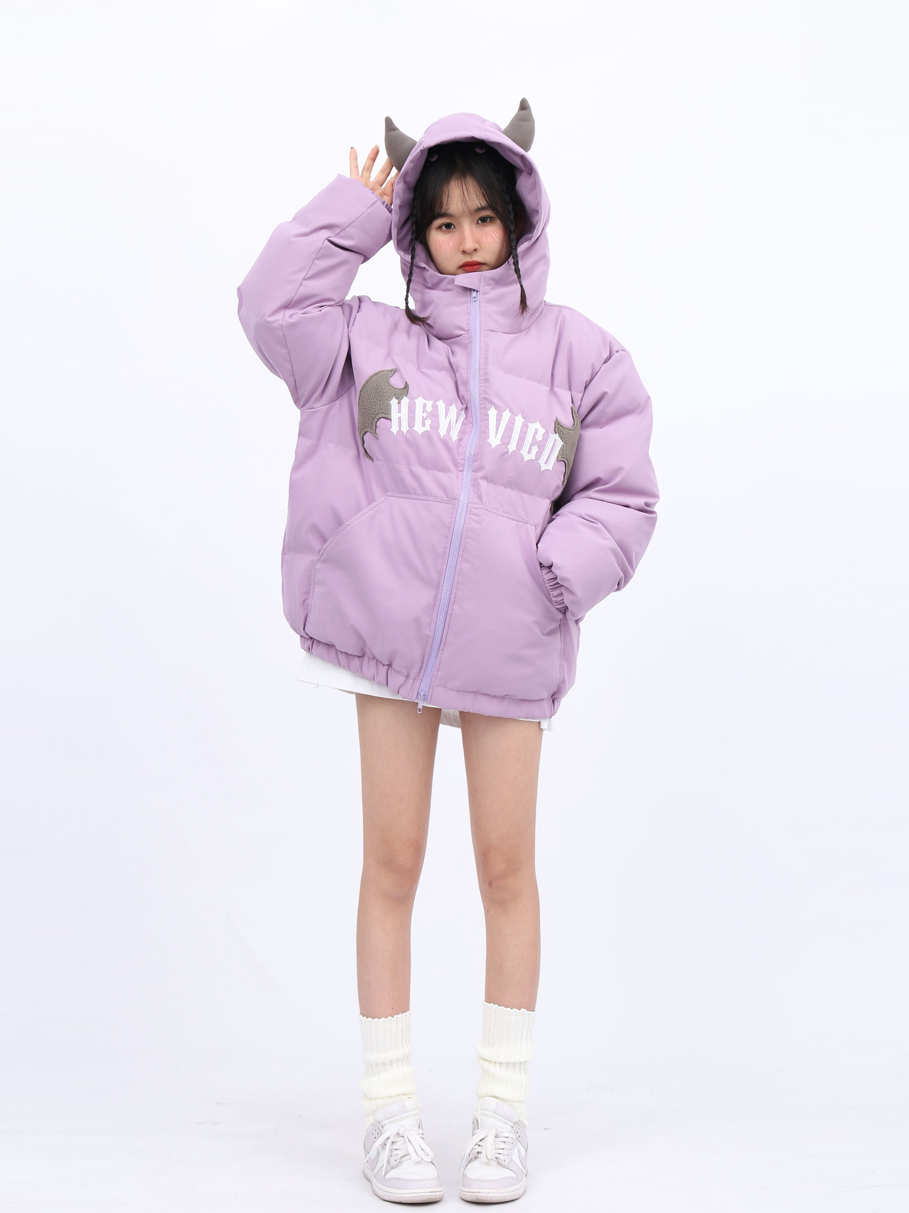 CHEN國潮原創小惡魔連帽棉衣棉服女秋冬季加厚情侶棉襖外套麵包服