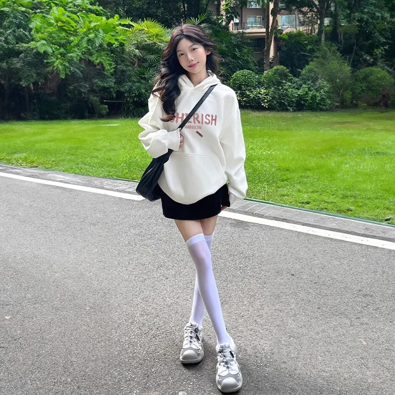 防棉華棉複合牛奶絲300克/銀狐絨400克連帽衛衣女