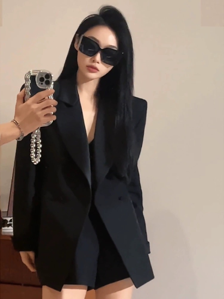 Black high-end suit jacket for women spring and autumn 2024 new temperament, socialite, high-end, super good-looking suit for small people