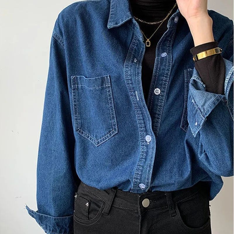 復古oversize牛仔外套女秋季設計感小眾氣質寬鬆休閒短款夾克上衣