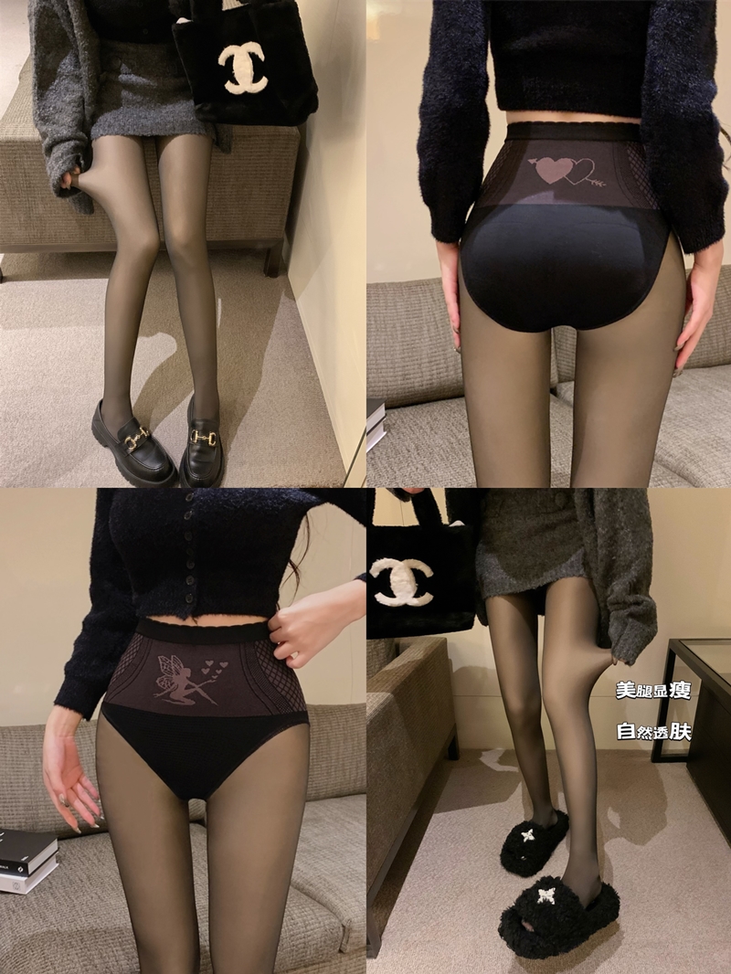 實拍~水光襪黑透膚加絨黑絲秋冬顯瘦打底褲襪提臀收腹假透肉