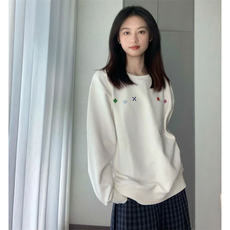 Shimaohua cotton thin/thick shoulder collar white round neck autumn and winter sweatshirt