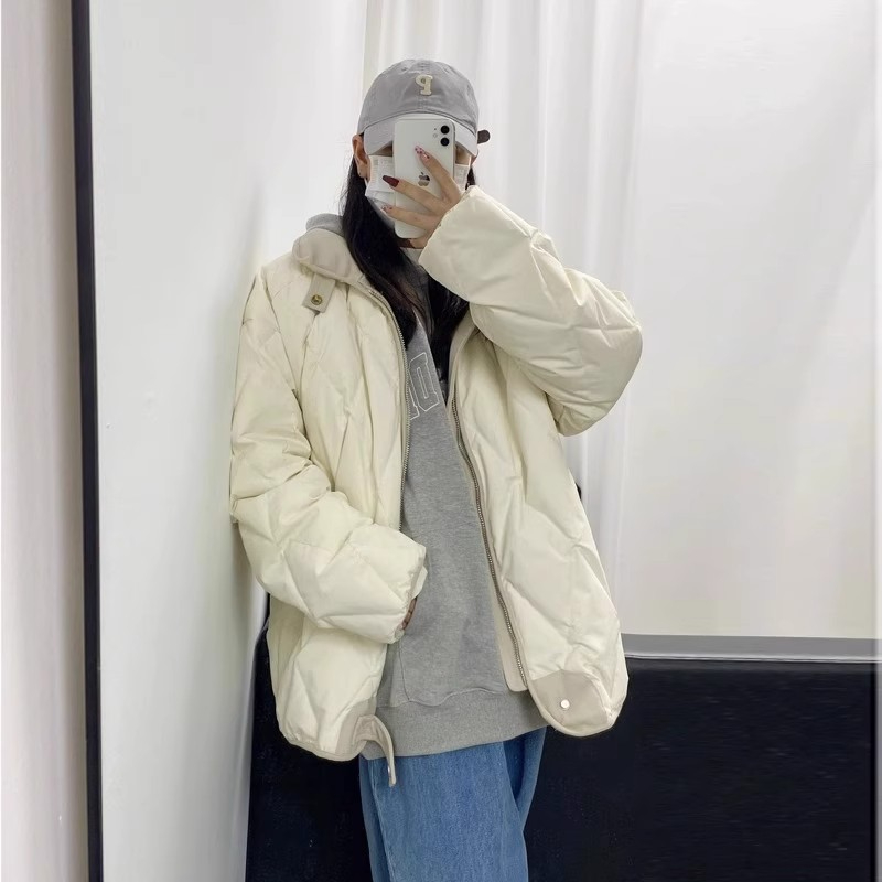 羽絨棉服女冬季2023年新款學生菱格棉襖韓系棉衣oversize夾棉外套