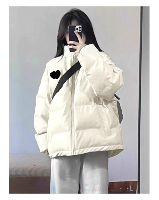高品質手塞棉加厚冬季新款棉服寬鬆印花棉衣麵包服女