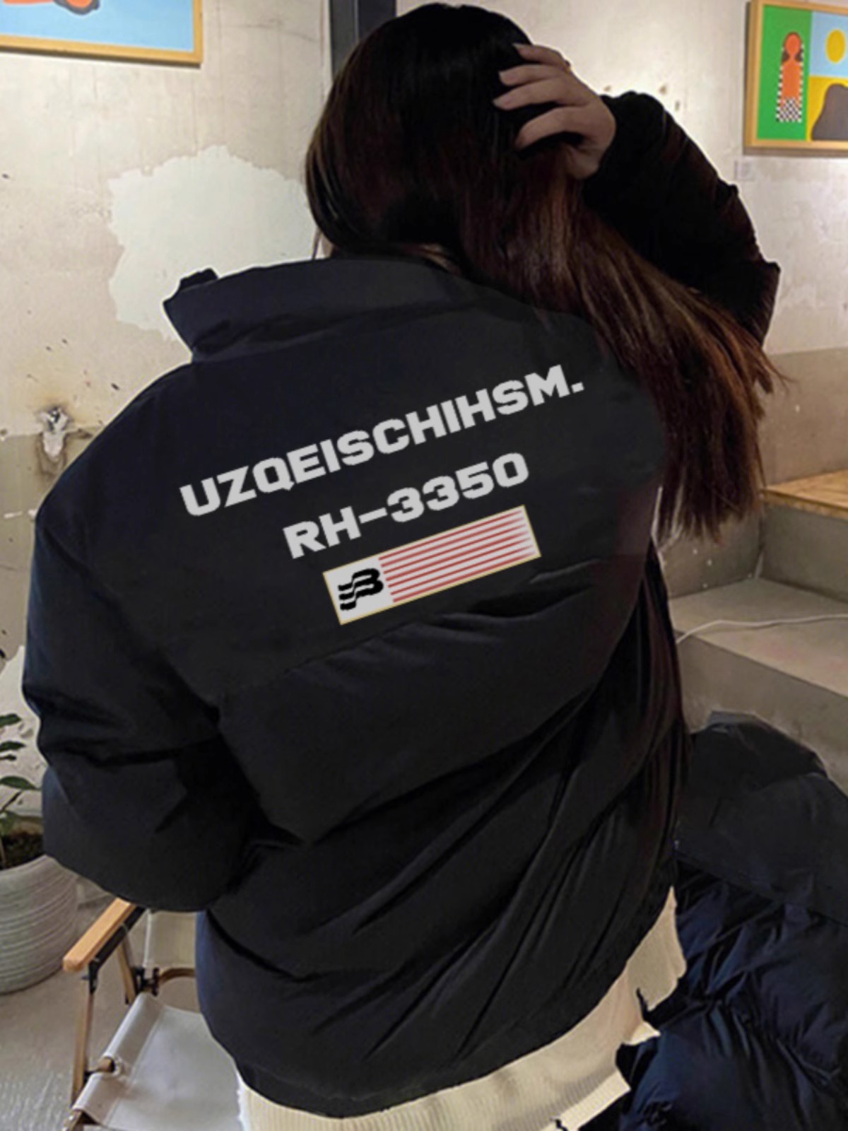 手塞棉棉服冬季新款寬鬆加厚棉衣麵包服印花外套女