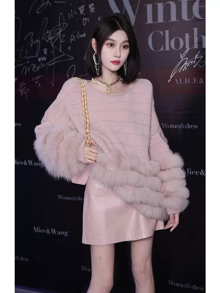 Korean version of the trendy, age-reducing and elegant high-end mini-flavored soft mink velvet sweater for ladies