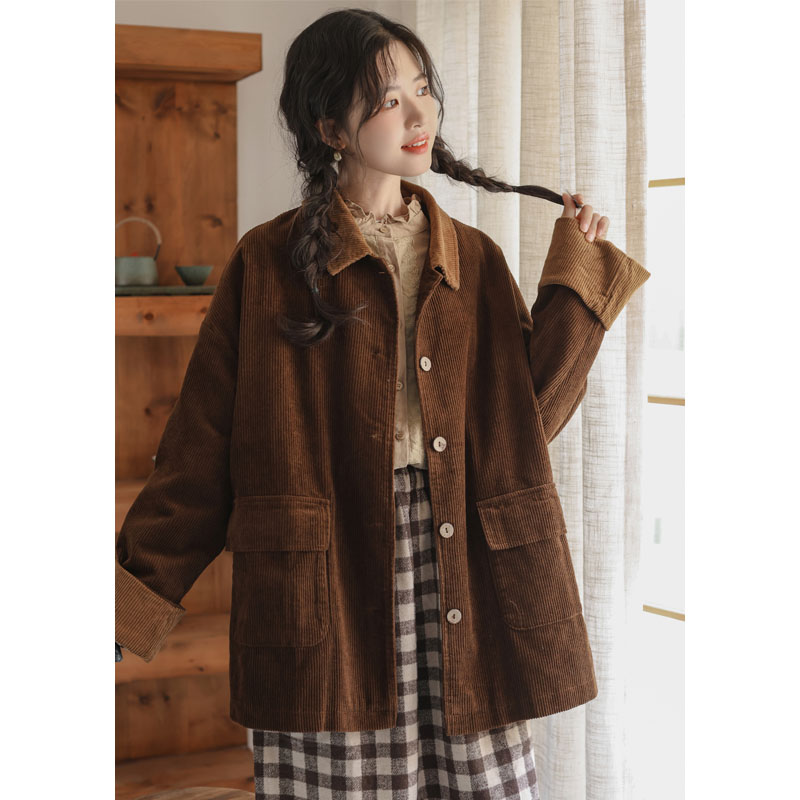 No less than 167 real shot retro college style lapel corduroy small casual jacket