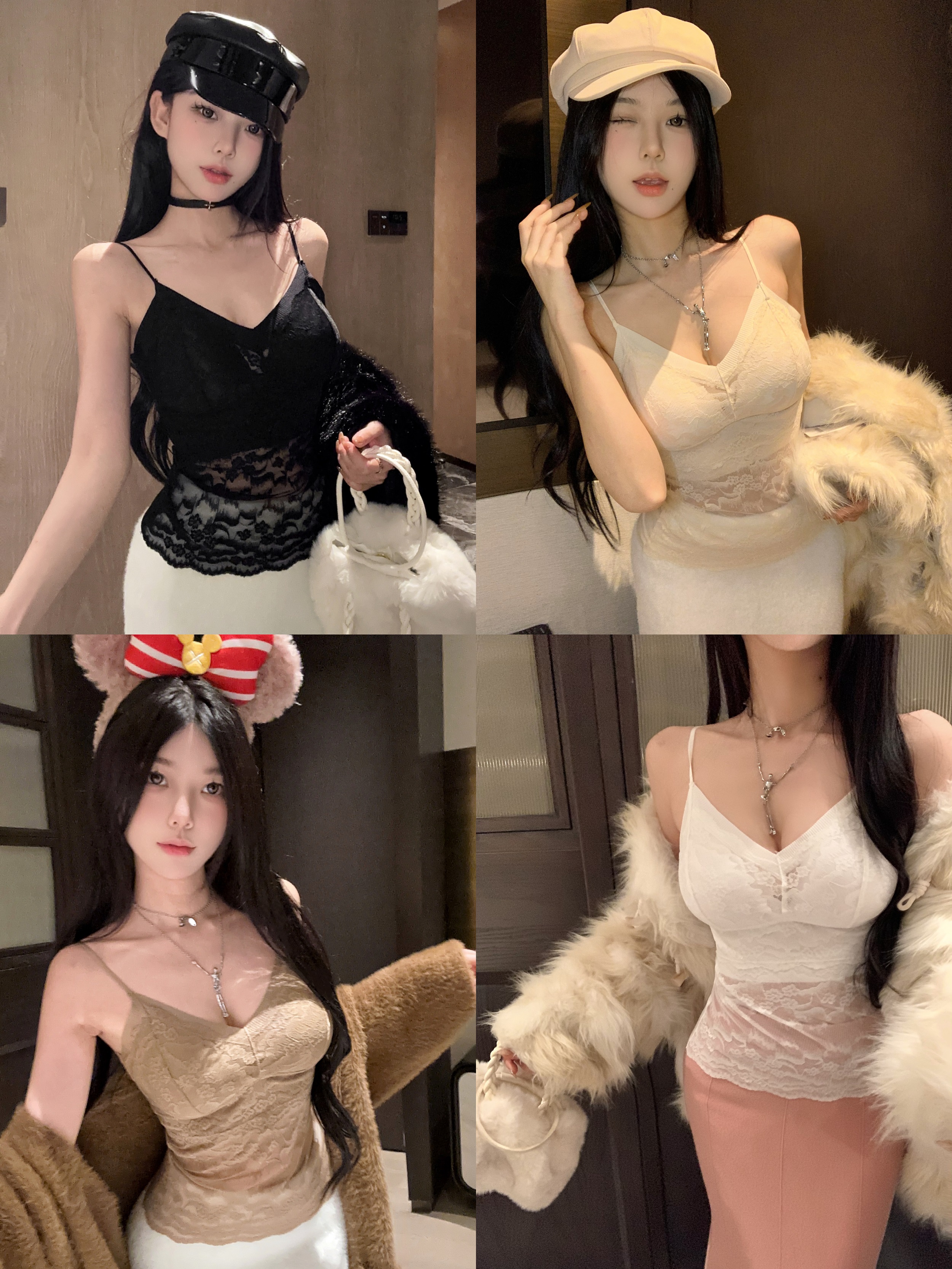 實拍 吊帶背心外穿性感蕾絲純欲內衣帶胸墊美背內搭打底上衣