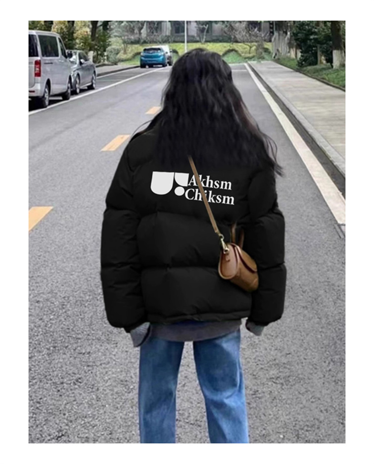高品質手塞棉加厚冬季新款棉服寬鬆印花棉衣麵包服女