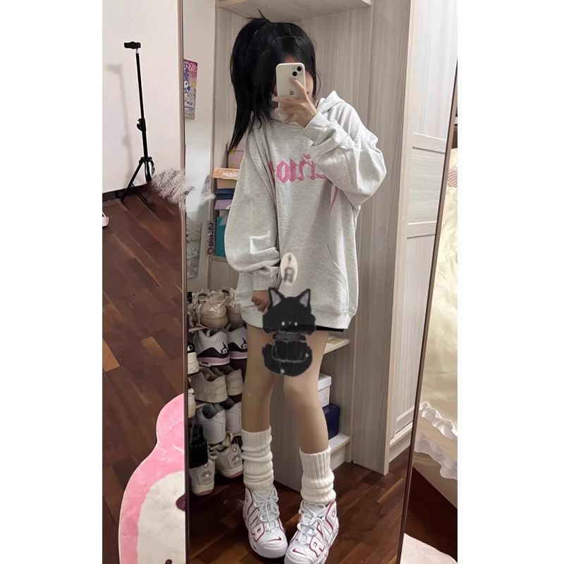 CVC棉麵食毛華棉複合/牛奶絲300克銀狐絨400克前 印花連帽衛衣女