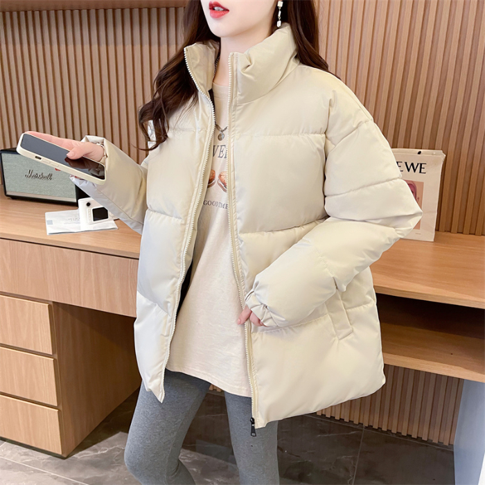 實拍 純色棉衣棉服女冬季新款學生百搭小個子麵包服加厚外套潮