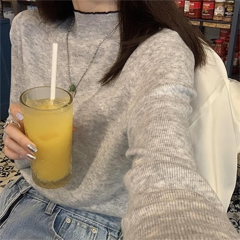 半高領毛衣女2023春季時尚洋氣修身顯瘦小個子內搭針織打底衫上衣