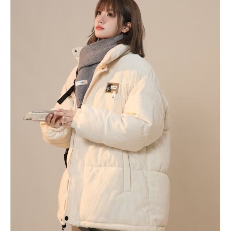 情侶裝棉服女冬季2023新款學生日系加厚麵包服美式燈芯絨棉衣外套
