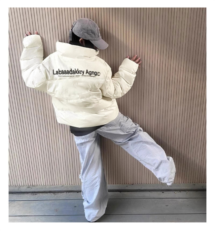 高品質手塞棉加厚冬季新款棉服寬鬆印花棉衣麵包服女
