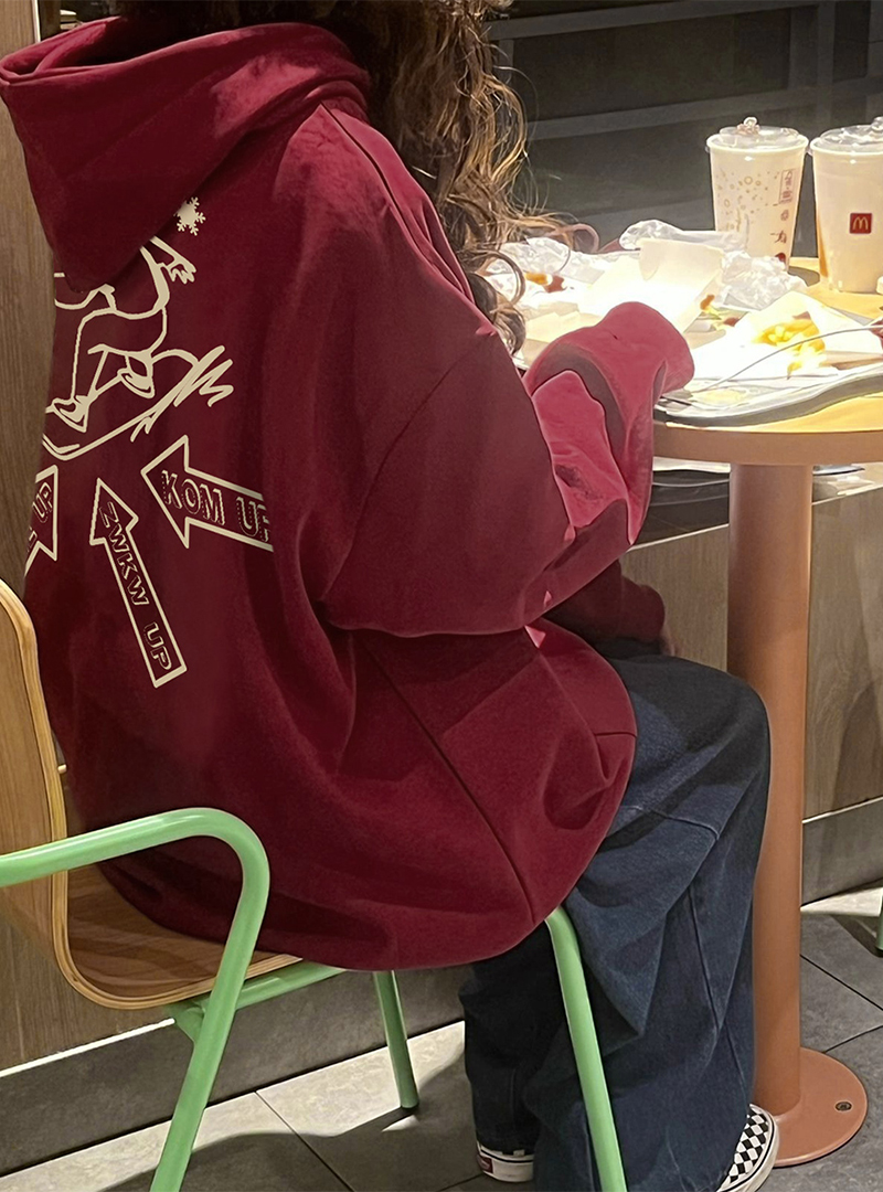 官圖華棉複合薄款310克/加絨410克秋冬裝衛衣女印花