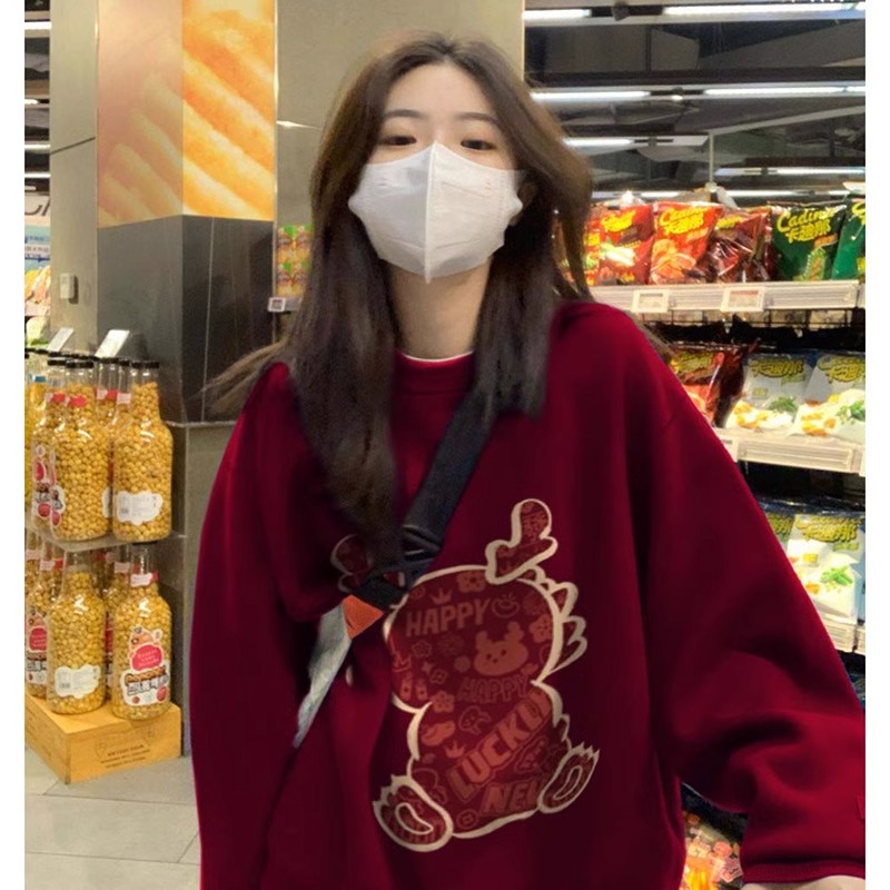 CVC棉麵食毛華棉複合/牛奶絲300克銀狐絨400克前 印花圓領衛衣女