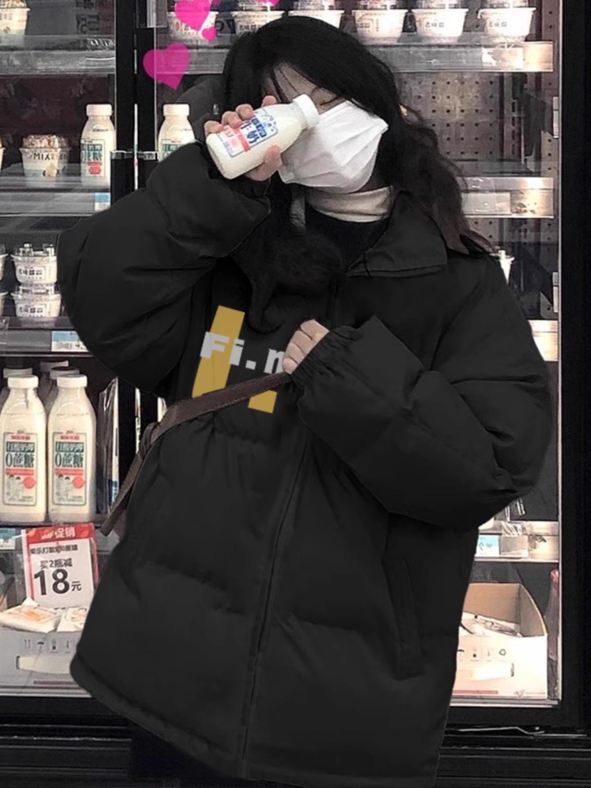 高品質手塞棉加厚冬季新款棉服寬鬆印花棉衣麵包服女