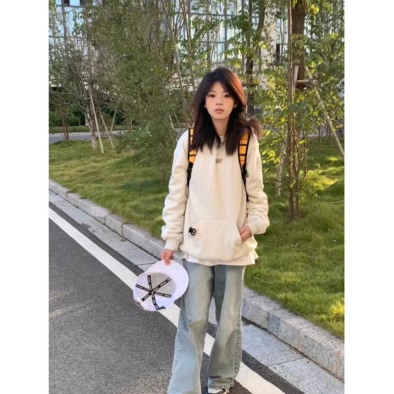 CVC棉麵食毛華棉複合/牛奶絲300克銀狐絨400克前 印花連帽衛衣女