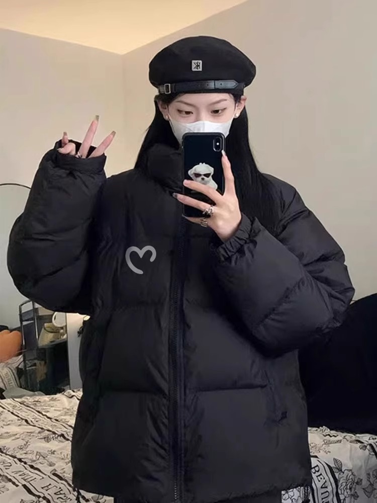 手塞棉棉服冬季新款寬鬆加厚棉衣麵包服印花外套女