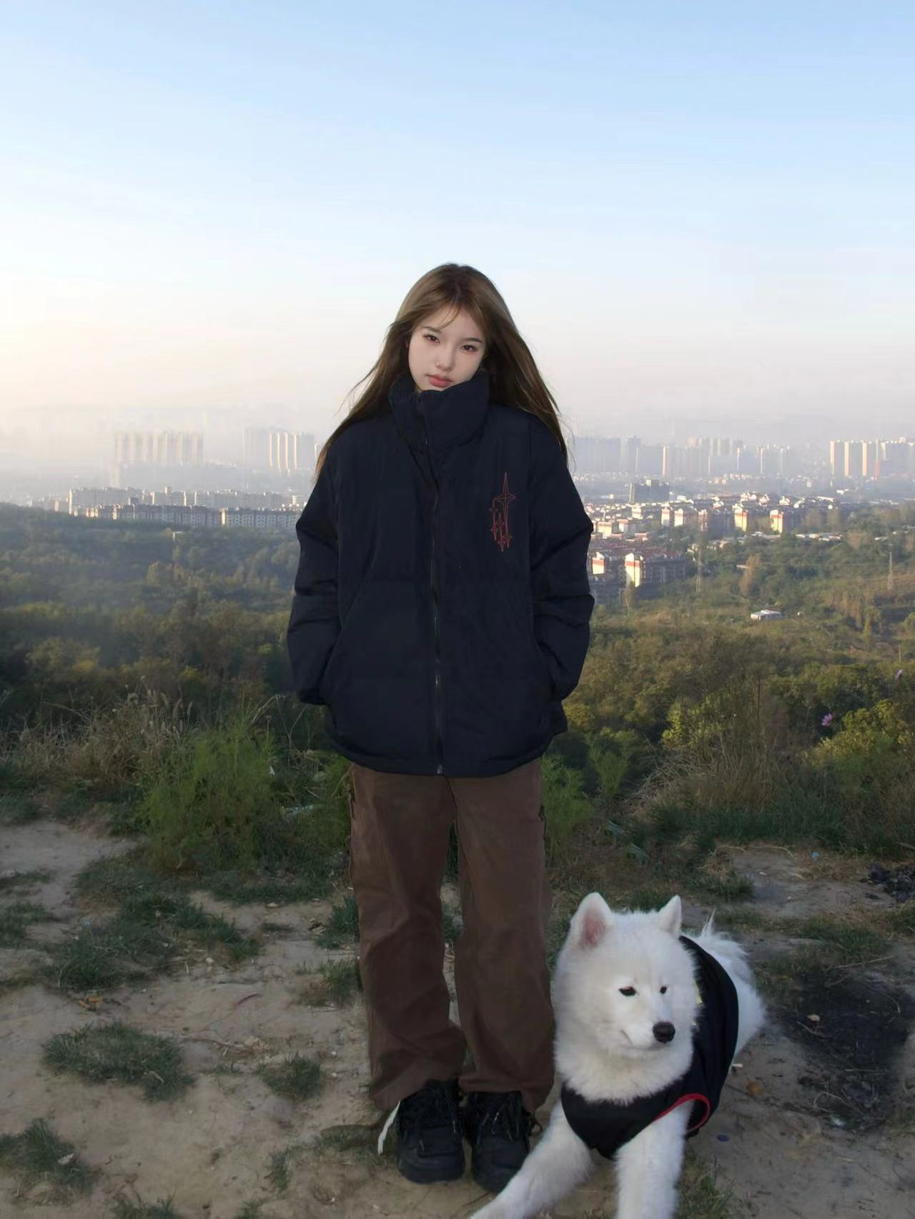 手塞棉棉服冬季新款寬鬆加厚棉衣麵包服印花外套女
