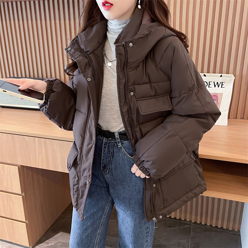 實拍 棉服女2023年冬季新款美拉德大碼棉襖中長款女士加厚外套