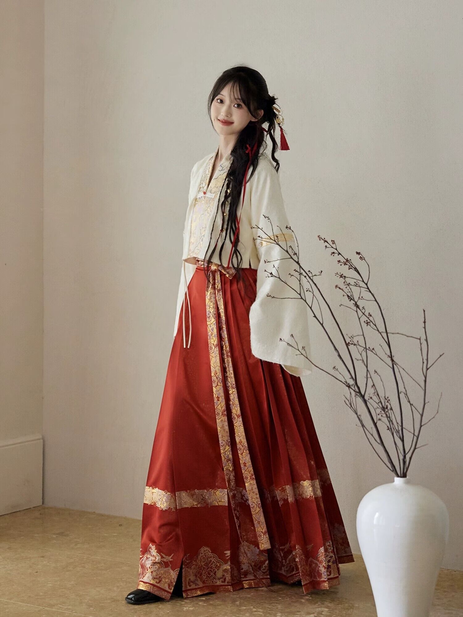 一弦一木鎏華紅色馬面裙敬酒訂婚服日常漢服新中式