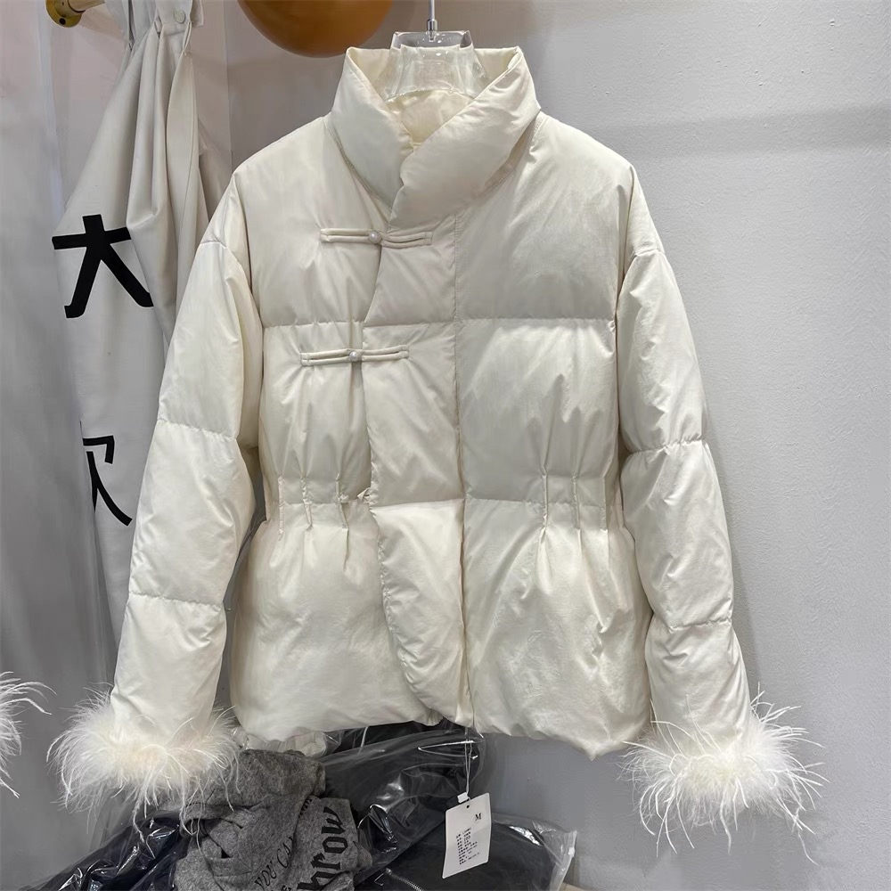 新中式國風盤扣羽絨服女冬季2023年新款小個子收腰顯瘦白鴨絨外套