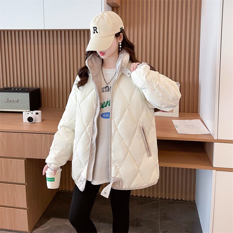 實拍 棉服女秋冬夾棉新款棉襖學生冬季菱格外套小個子棉衣