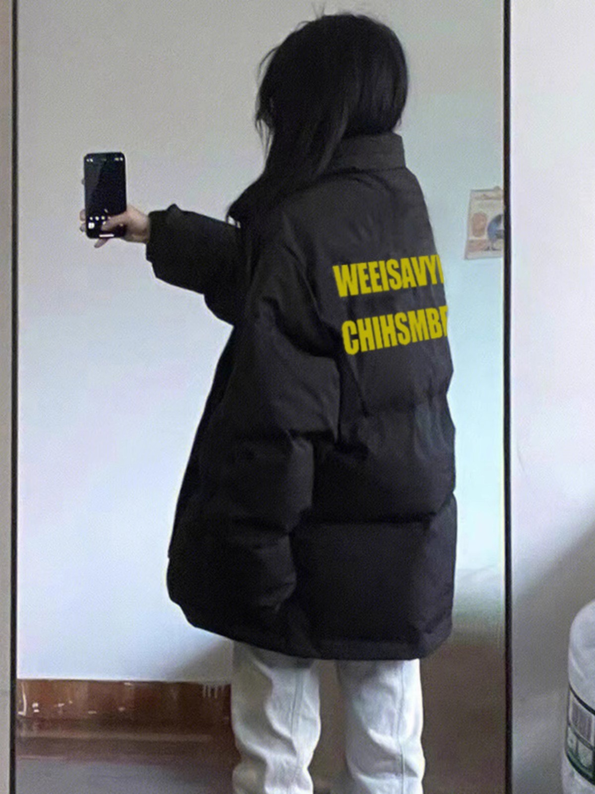 手塞棉棉服冬季新款寬鬆加厚棉衣麵包服印花外套女