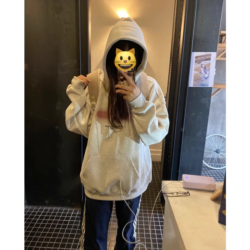 CVC棉麵食毛華棉複合/牛奶絲300克銀狐絨400克前 印花連帽衛衣女