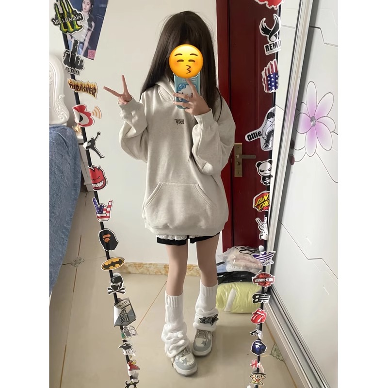 CVC棉麵食毛華棉複合/牛奶絲300克銀狐絨400克前 印花連帽衛衣女