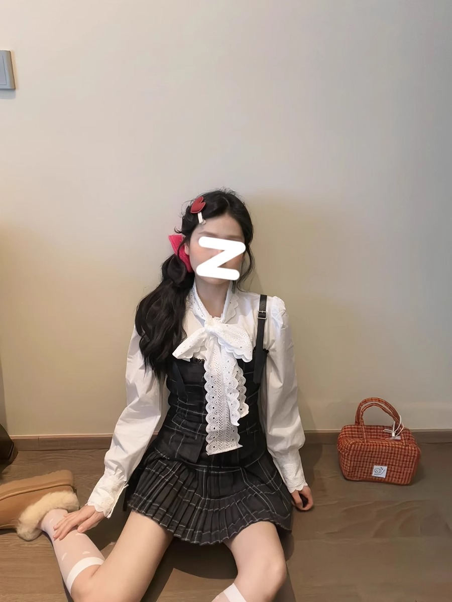 深冬裝搭配一整套鹽系小香風襯衫半身裙兩件套裝裙韓劇穿搭女裝