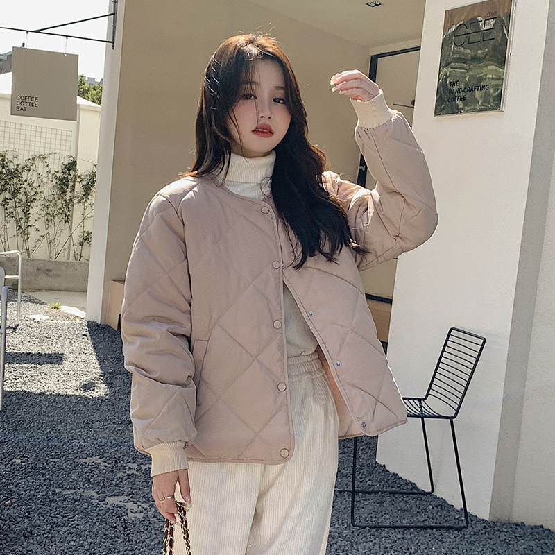 輕薄菱格繭型小款白鴨絨外套2023新款女裝冬季小個子短款羽絨服女