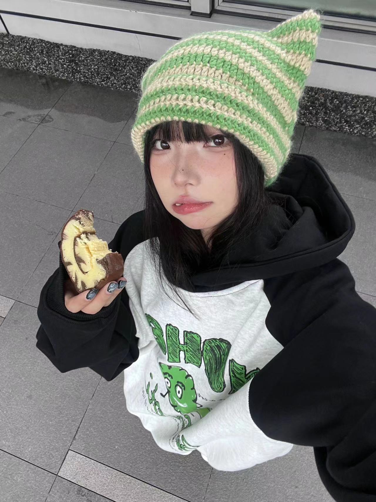 食毛華棉複合牛奶絲300克超柔銀狐絨400克前後印花拼色連帽衛衣女