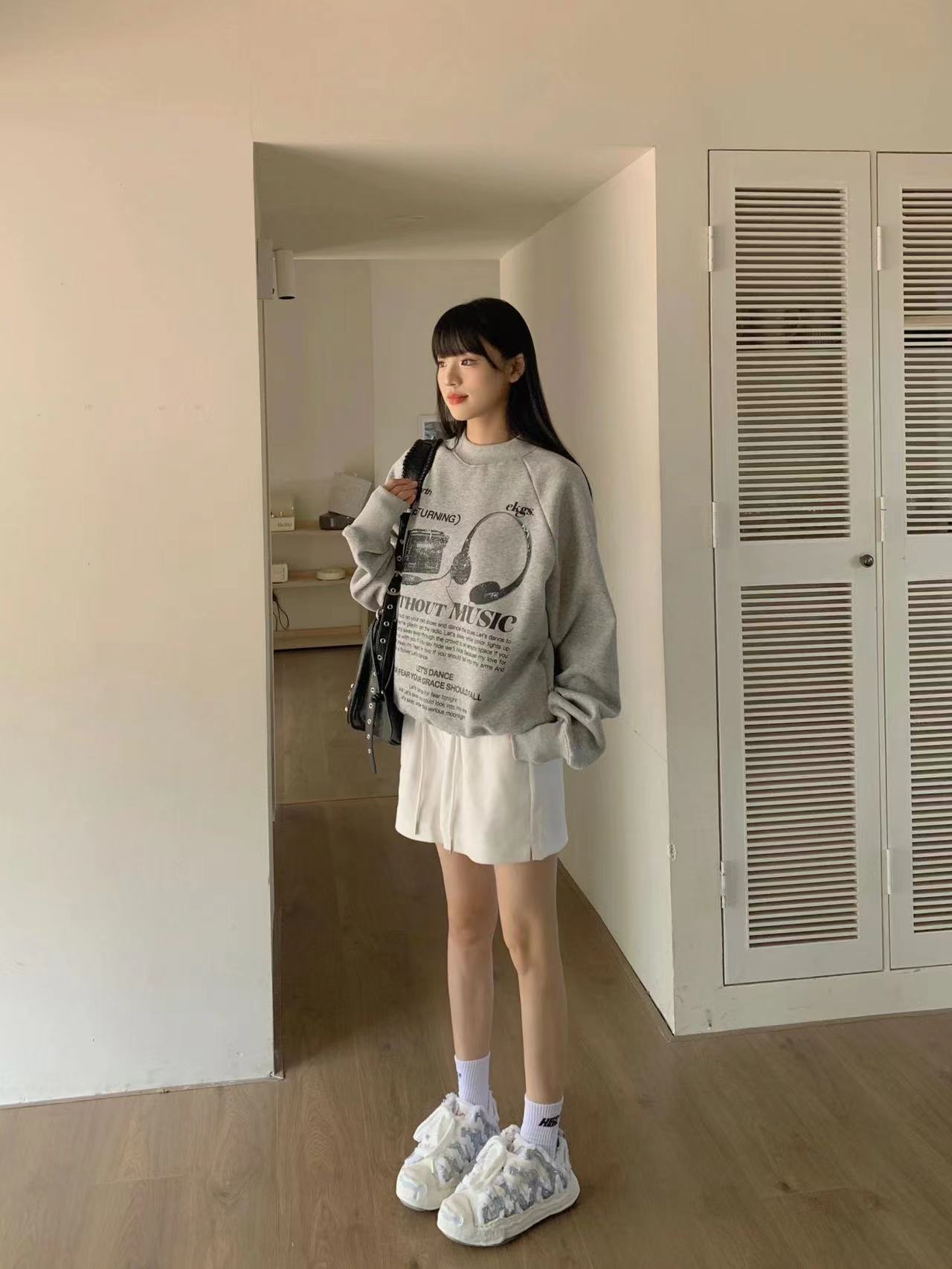 CVC棉麵食毛華棉複合/牛奶絲300克銀狐絨400克前 印花圓領衛衣女