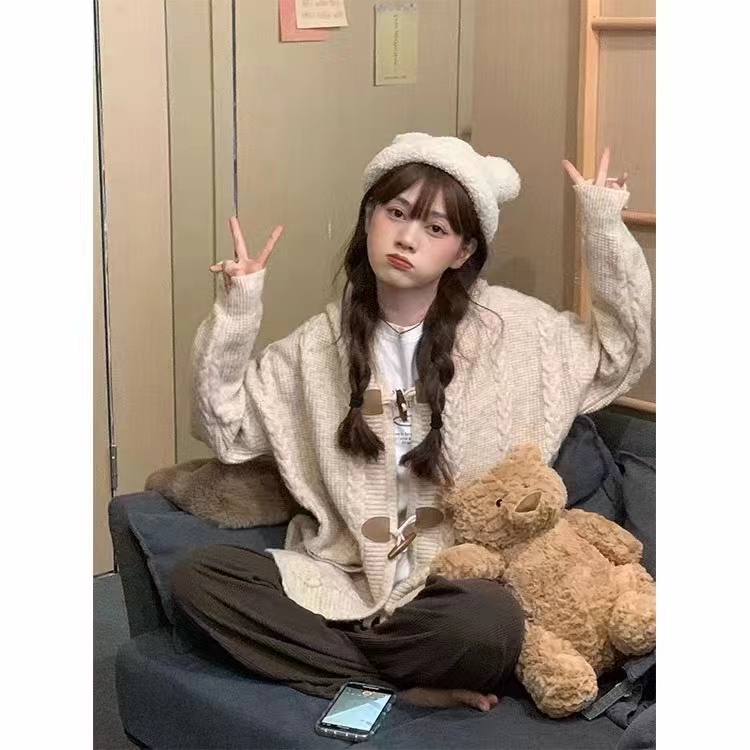BB家 韓系 甜美可愛妹妹穿搭雪天氛圍感十足居家百搭毛衣外套休閒