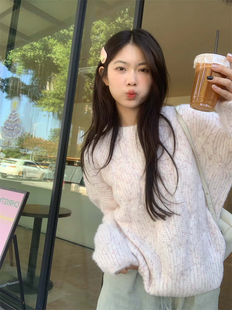 實拍 冬季新款日系設計感復古麻花慵懶風套頭寬鬆外穿毛衣女