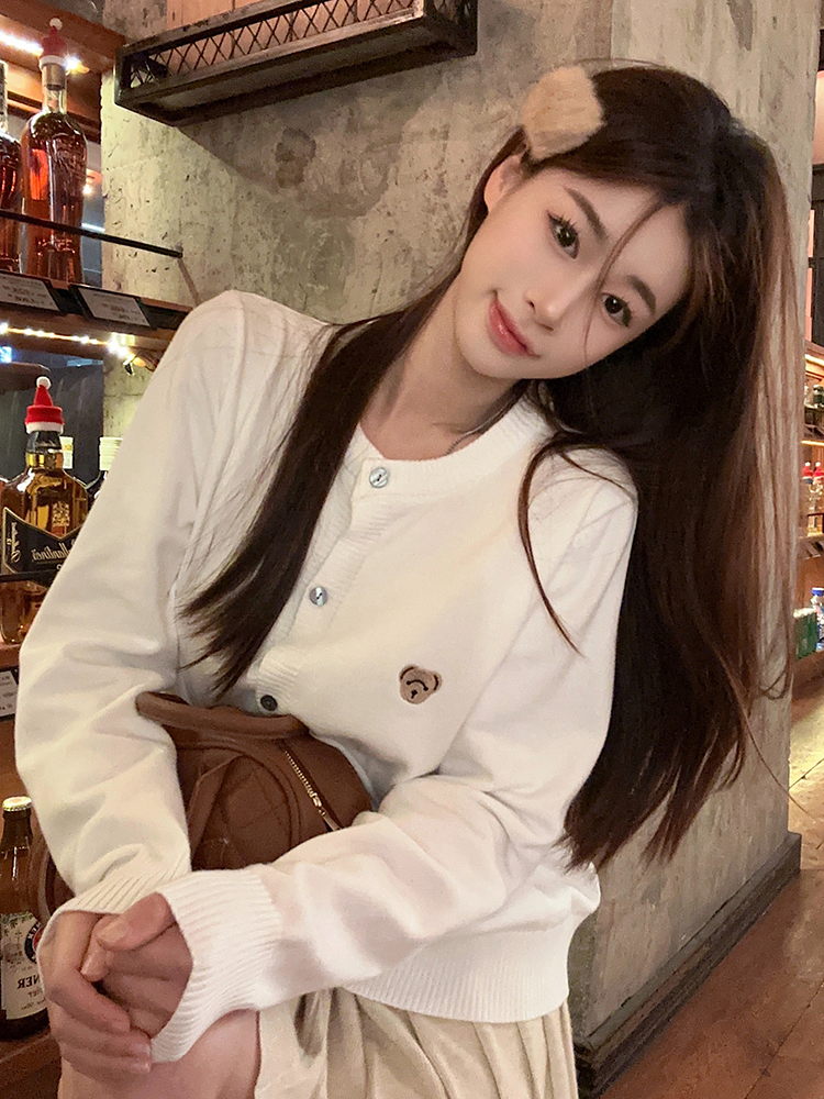 實拍~秋冬新款純欲風修身顯瘦長袖針織開衫女