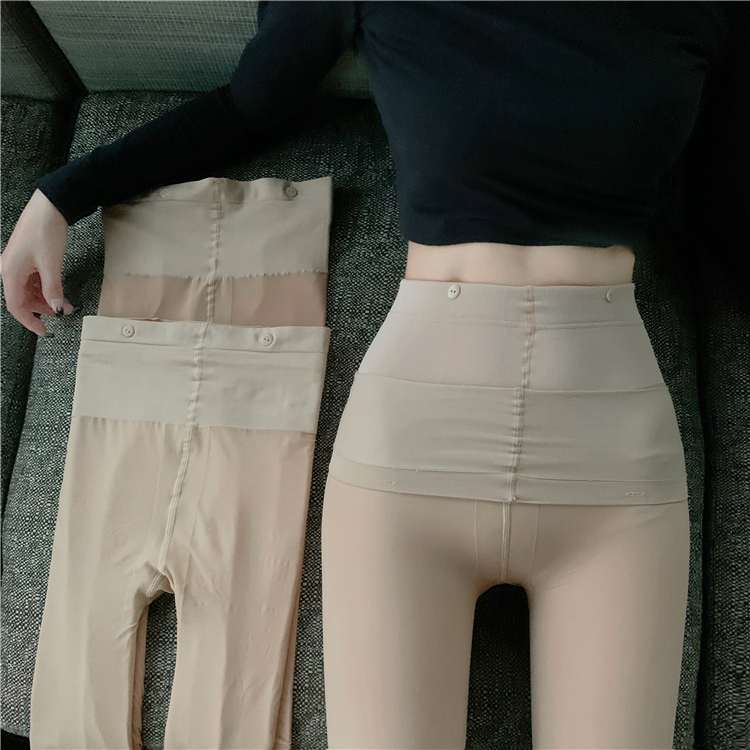 Actual shot ~ Bare legs artifact for women in autumn and winter, nude-feeling natural skin, double-layer velvet, thickened, warm bottoming pantyhose