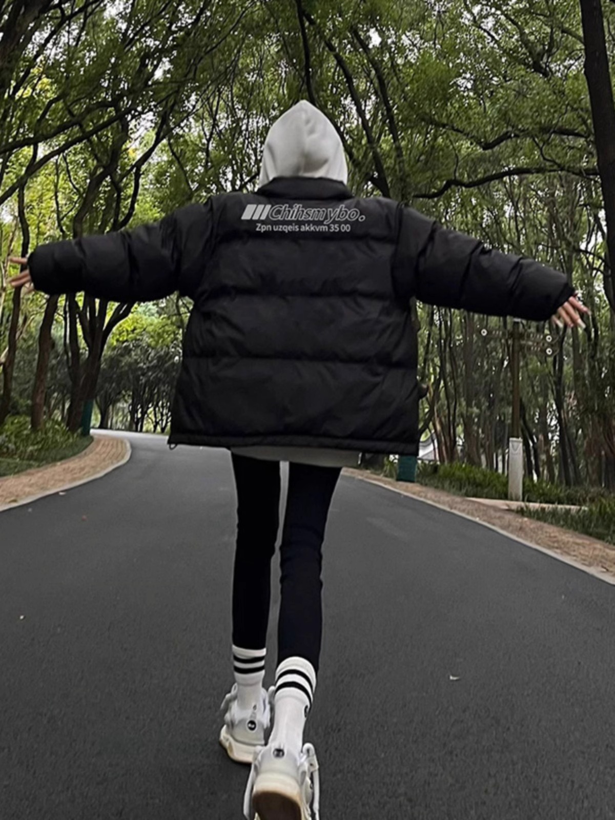 手塞棉棉服冬季新款寬鬆加厚棉衣麵包服印花外套女