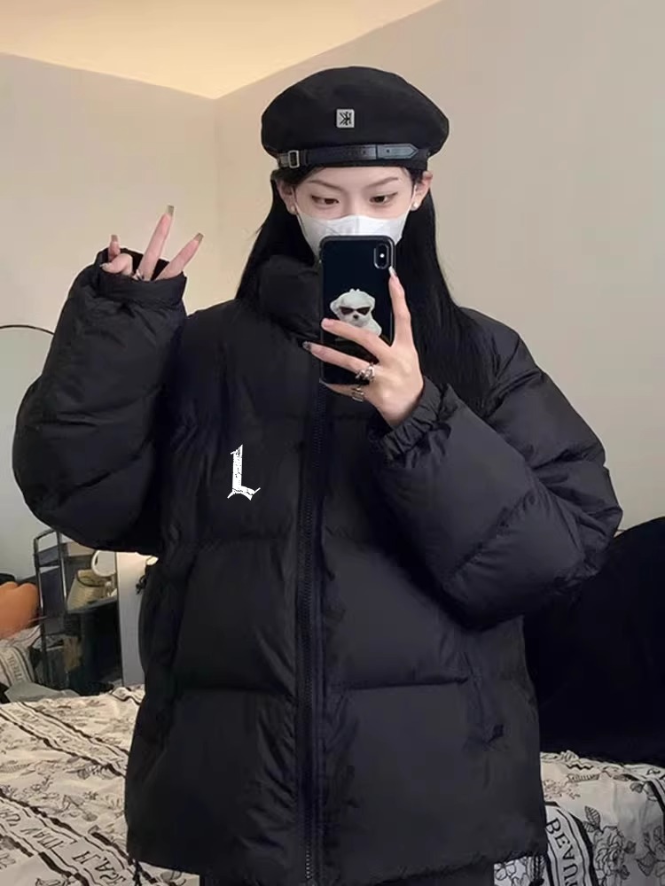 手塞棉棉服冬季新款寬鬆加厚棉衣麵包服印花外套女