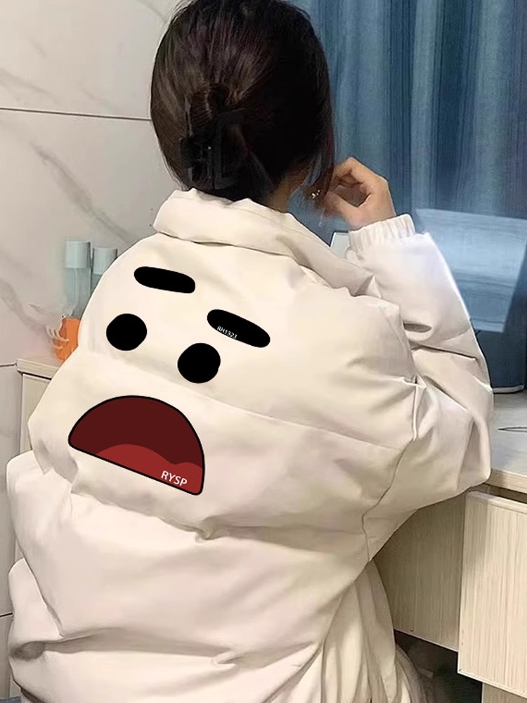 手塞棉棉服冬季新款寬鬆加厚棉衣麵包服印花外套女