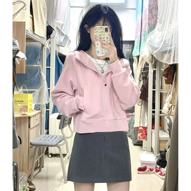 Matte Chinese cotton compound milk silk/silver fox velvet thick shoulder collar short hooded cardigan sweatshirt