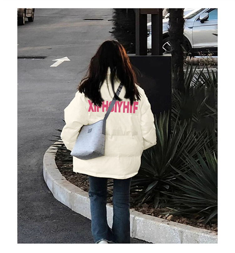 高品質手塞棉加厚冬季新款棉服寬鬆印花棉衣麵包服女