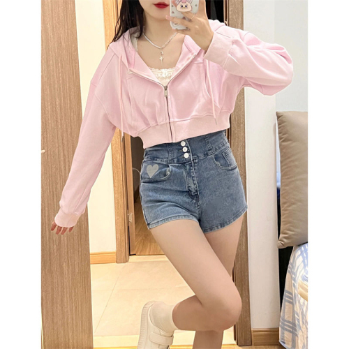 Chinese cotton thin/velvet style shoulder collar with brooch matching picture color short cardigan hooded sweatshirt
