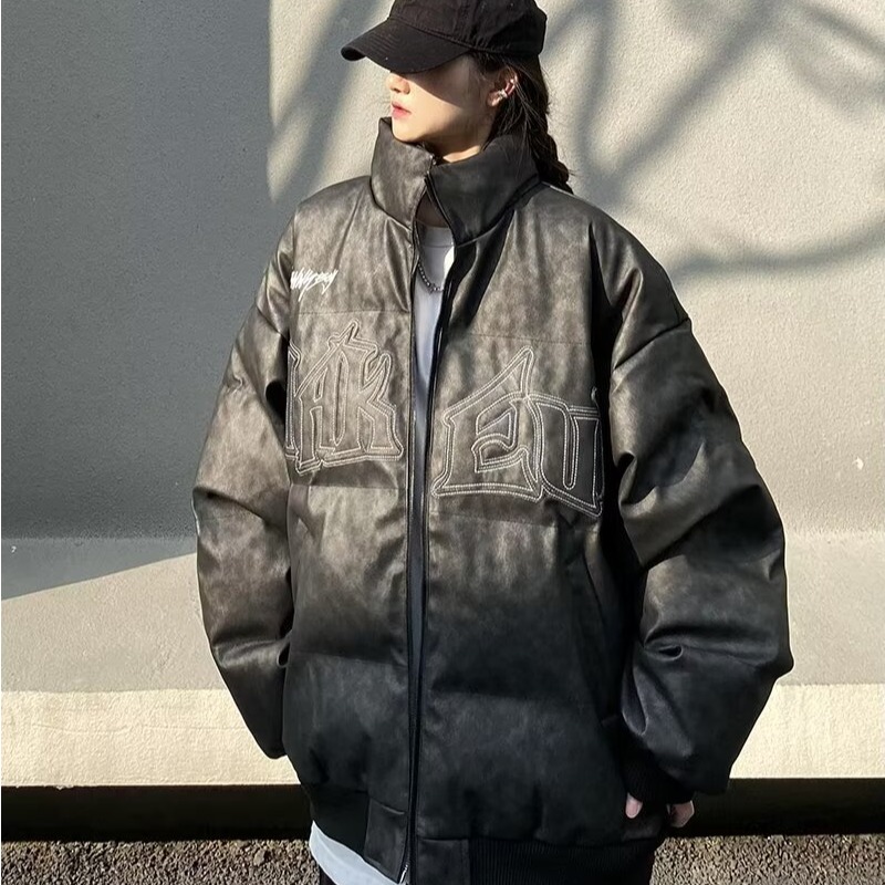 美式復古高街立領麵包棉服冬季寬鬆情侶外套羽絨棉衣ins潮