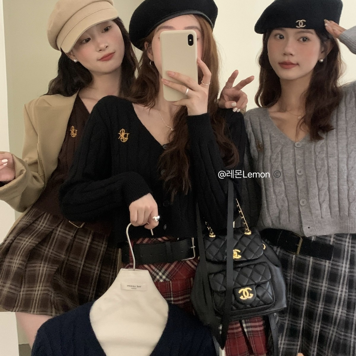 THE LEMON學院風V領毛衣開衫女2023秋裝新款設計感刺繡針織衫外套