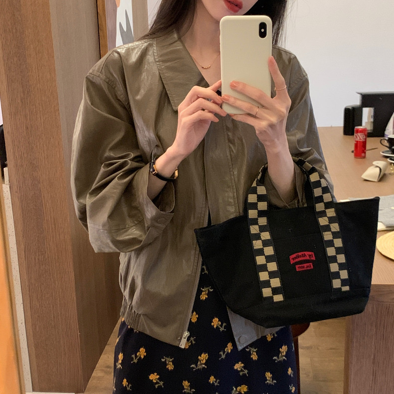 Korean retro brown premium bomber jacket imitation leather versatile trendy jacket for women 2024 spring and autumn new style