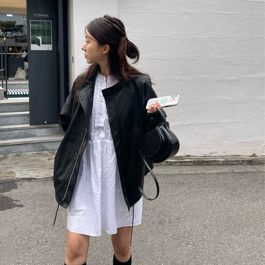Korean style black imitation leather jacket for women 2023 spring and autumn American and European new Hong Kong style casual pu leather jacket top