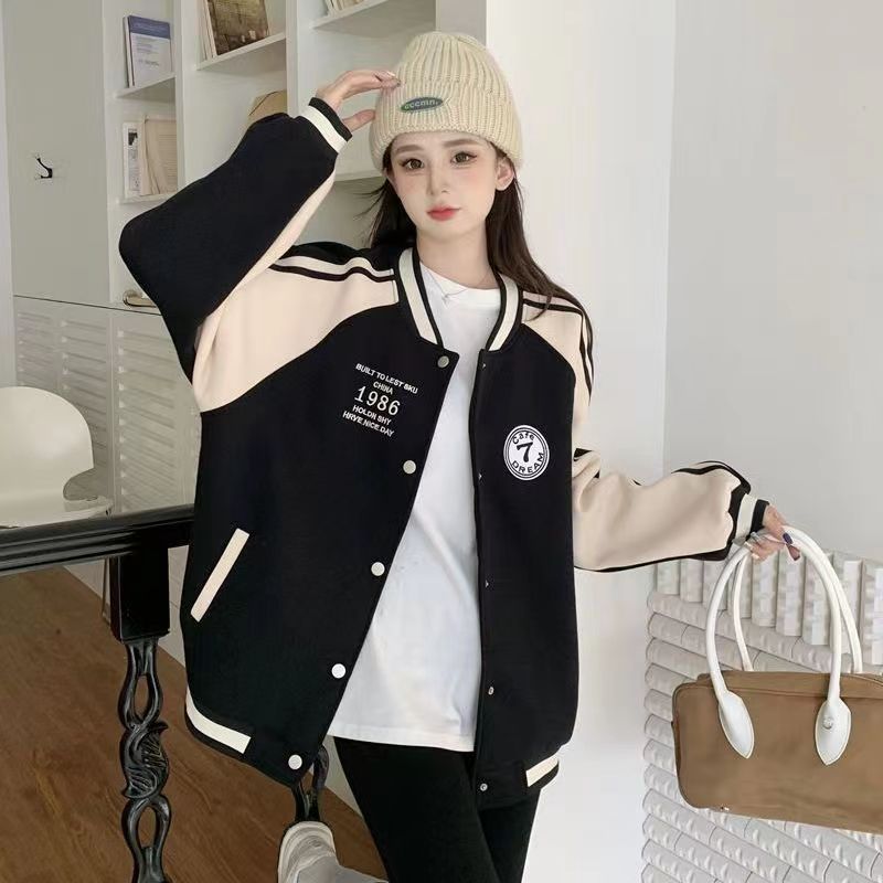Baseball uniform jacket for women autumn and spring 2024 new design niche loose versatile jacket long-sleeved top ins